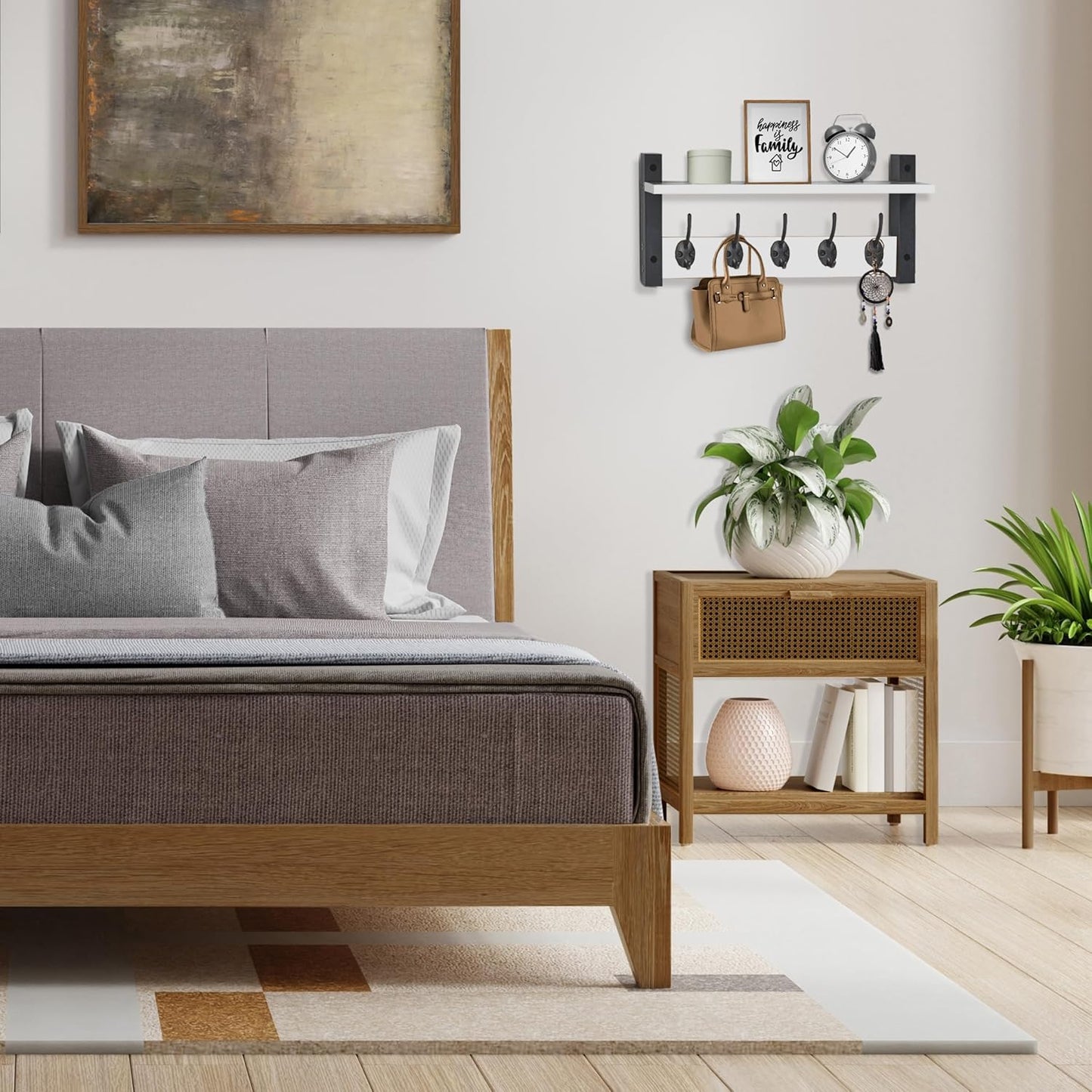 Sorbus Coat Hooks Wall Mount with Shelf – 16 Inch Coat Rack Wall Mount with 5 Heavy Duty Hooks – Floating Wall Shelf with Hooks for Entryway, Bathroom, Bedroom, Kitchen, or Mudroom (White)