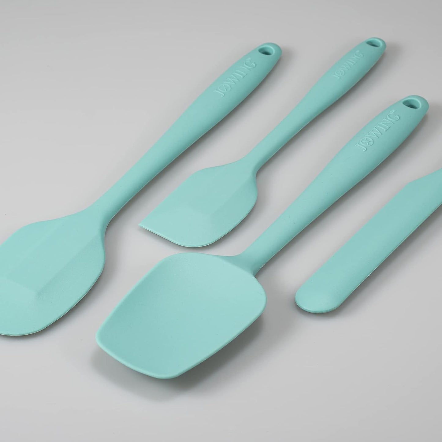 4 Piece Silicone Spatula Set, Flexible Heat Resistant Non-scratch Baking Cooking Rubber Spatulas with Stainless Steel Core, Aqua Sky