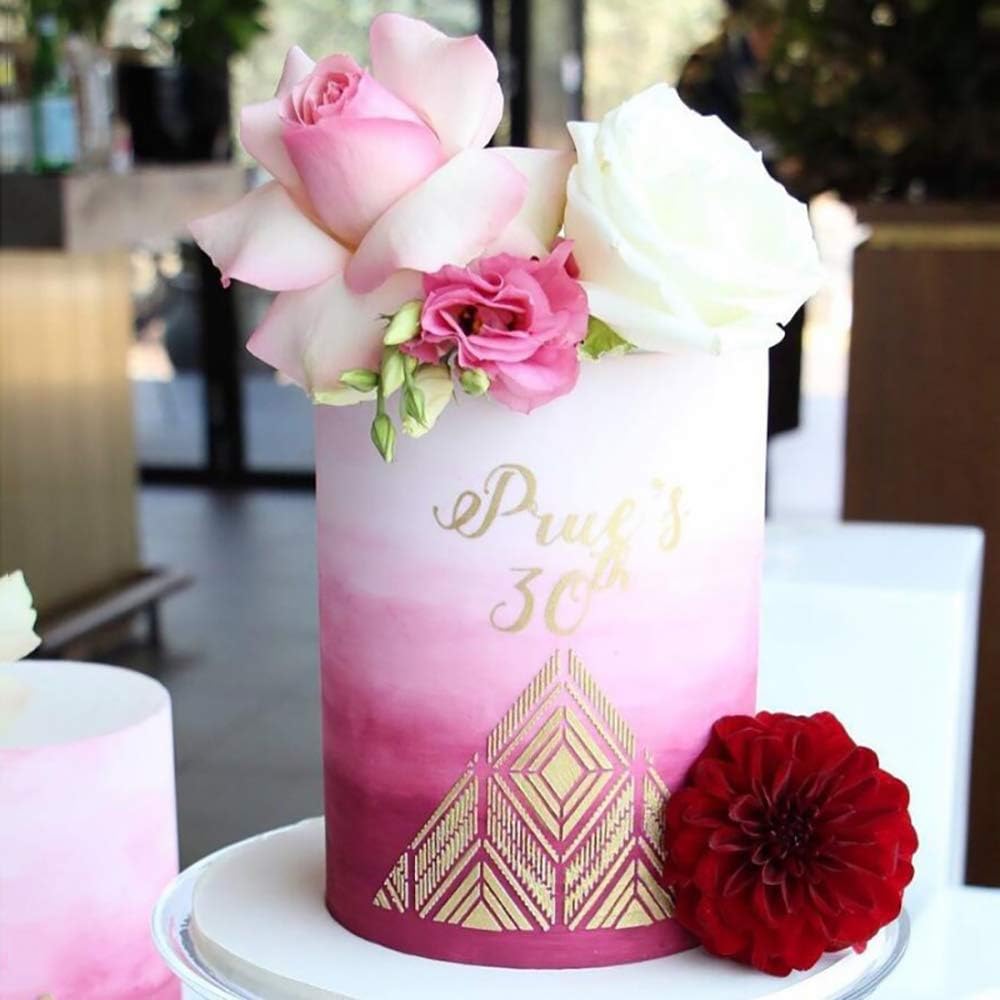 RAYNAG 6 Pieces Cake Stencils Baking Templates Cookie Fondant Cupcake Embossing Mesh Stencil Dessert Decorating Molds, Spray Cake Painting Stencils