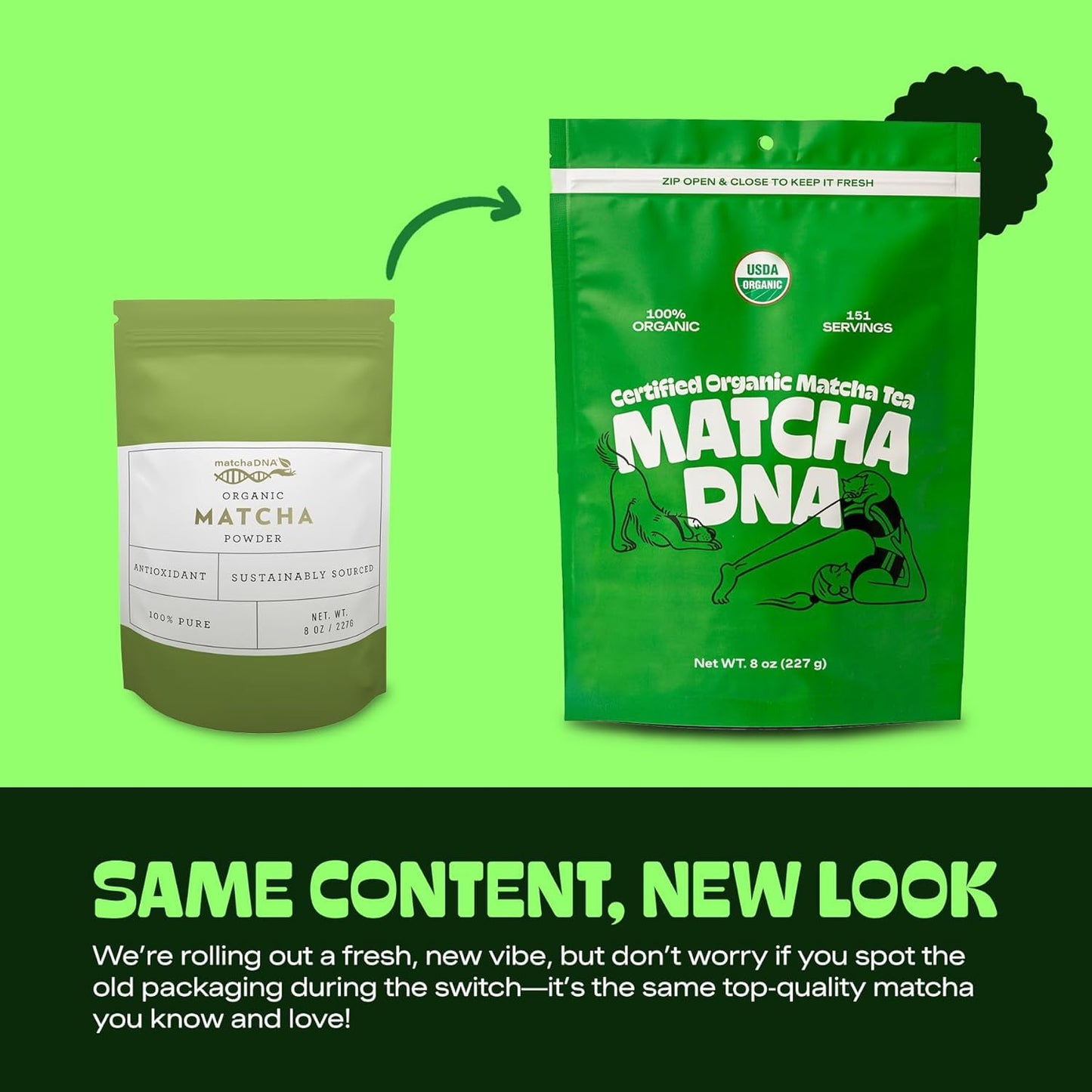 MATCHA DNA Certified Organic Matcha Green Tea Powder (8 oz BAG)
